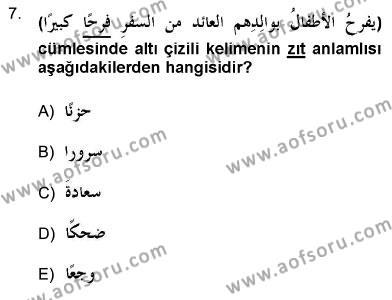 Arapça 3 Dersi 2012 - 2013 Yılı (Final) Dönem Sonu Sınavı 7. Soru
