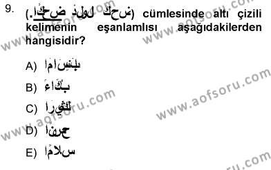 Arapça 3 Dersi 2012 - 2013 Yılı (Final) Dönem Sonu Sınavı 9. Soru