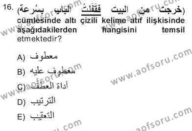 Arapça 3 Dersi 2012 - 2013 Yılı Tek Ders Sınavı 16. Soru