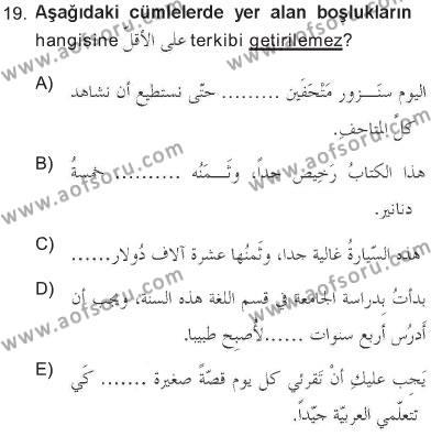 Arapça 3 Dersi 2012 - 2013 Yılı Tek Ders Sınavı 19. Soru