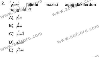 Arapça 3 Dersi 2012 - 2013 Yılı Tek Ders Sınavı 2. Soru