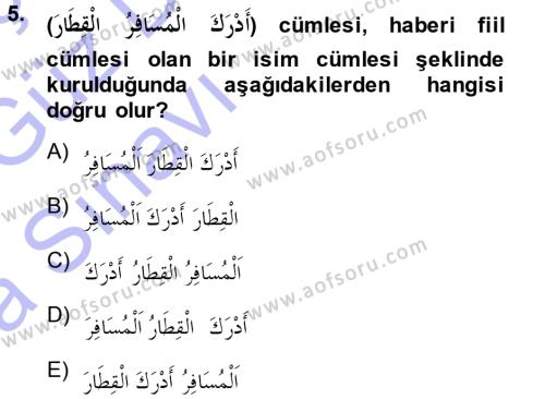 Arapça 3 Dersi 2013 - 2014 Yılı (Vize) Ara Sınavı 5. Soru