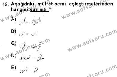 Arapça 3 Dersi 2013 - 2014 Yılı (Final) Dönem Sonu Sınavı 19. Soru