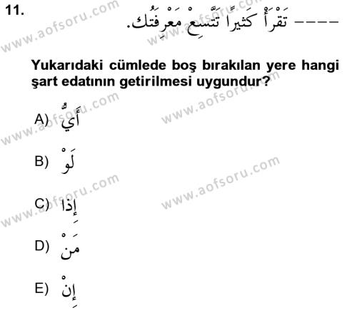 Arapça 3 Dersi 2021 - 2022 Yılı (Final) Dönem Sonu Sınavı 11. Soru