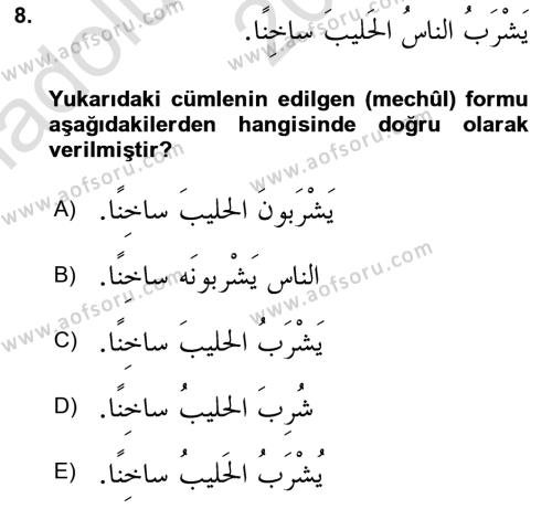 Arapça 3 Dersi 2022 - 2023 Yılı (Vize) Ara Sınavı 8. Soru