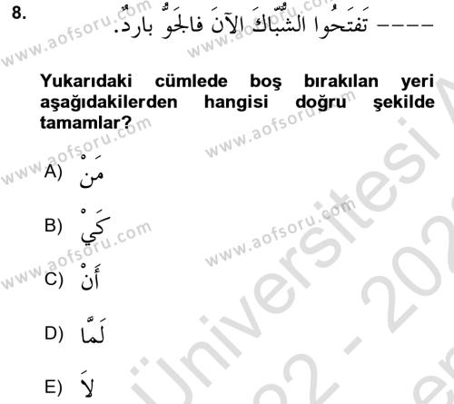 Arapça 3 Dersi 2022 - 2023 Yılı (Final) Dönem Sonu Sınavı 8. Soru