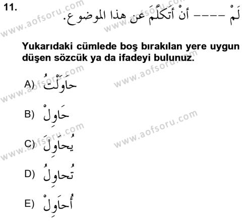 Arapça 3 Dersi 2022 - 2023 Yılı Yaz Okulu Sınavı 11. Soru