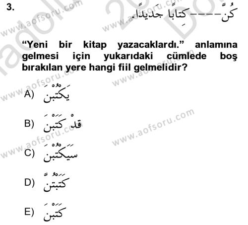 Arapça 3 Dersi 2023 - 2024 Yılı (Final) Dönem Sonu Sınavı 3. Soru