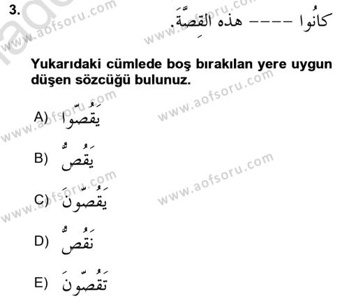 Arapça 3 Dersi 2023 - 2024 Yılı Yaz Okulu Sınavı 3. Soru