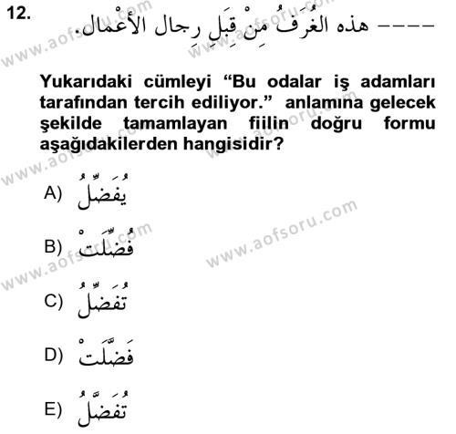 Arapça 3 Dersi 2024 - 2025 Yılı (Vize) Ara Sınavı 12. Soru
