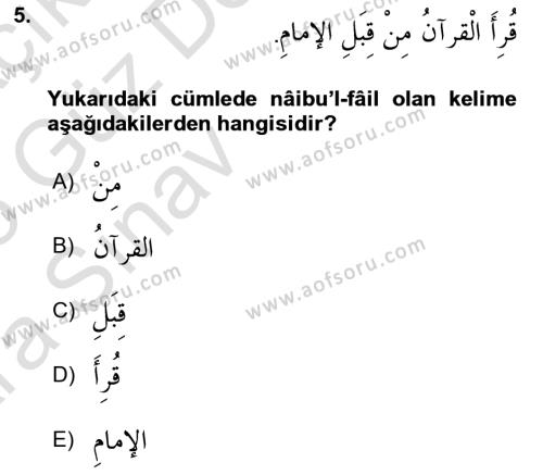 Arapça 3 Dersi 2024 - 2025 Yılı (Vize) Ara Sınavı 5. Soru