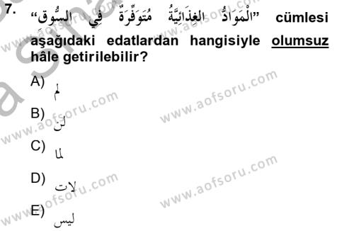 Arapça 4 Dersi 2012 - 2013 Yılı (Vize) Ara Sınavı 7. Soru