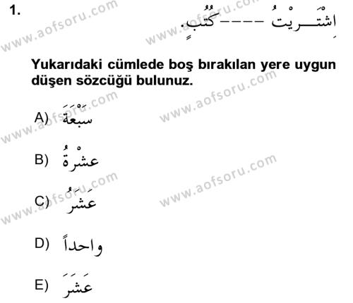 Arapça 4 Dersi 2023 - 2024 Yılı (Vize) Ara Sınavı 1. Soru