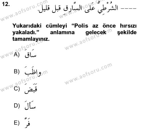 Arapça 4 Dersi 2023 - 2024 Yılı (Vize) Ara Sınavı 12. Soru