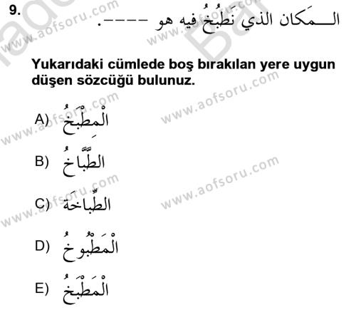 Arapça 4 Dersi 2023 - 2024 Yılı (Vize) Ara Sınavı 9. Soru