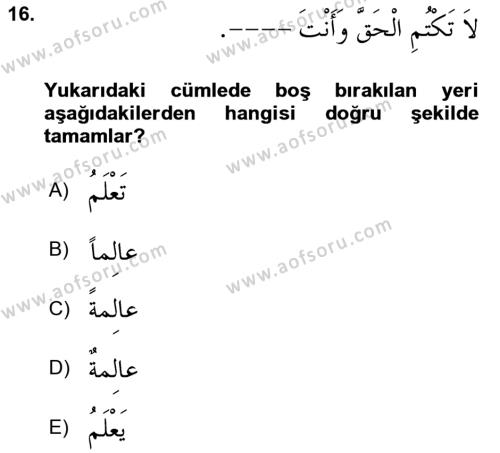 Arapça 4 Dersi 2023 - 2024 Yılı Yaz Okulu Sınavı 16. Soru