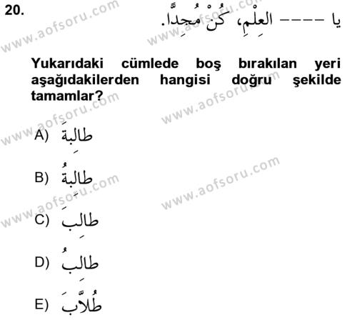 Arapça 4 Dersi 2023 - 2024 Yılı Yaz Okulu Sınavı 20. Soru