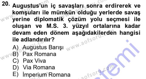 Anadolu Arkeolojisi Dersi 2012 - 2013 Yılı (Final) Dönem Sonu Sınavı 20. Soru