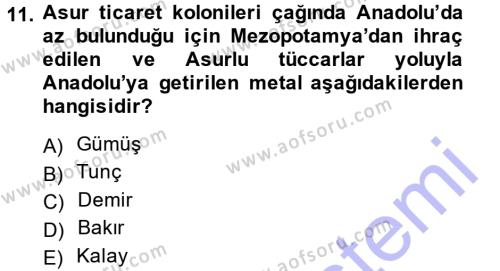 Anadolu Arkeolojisi Dersi 2013 - 2014 Yılı (Vize) Ara Sınavı 11. Soru