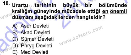 Anadolu Arkeolojisi Dersi 2013 - 2014 Yılı (Vize) Ara Sınavı 18. Soru