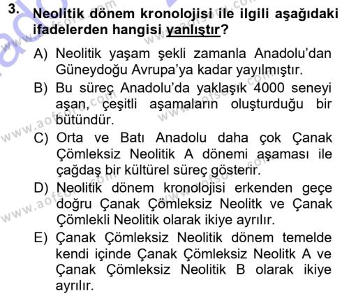 Anadolu Arkeolojisi Dersi 2013 - 2014 Yılı (Vize) Ara Sınavı 3. Soru