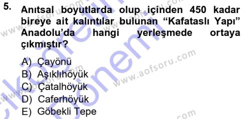 Anadolu Arkeolojisi Dersi 2013 - 2014 Yılı (Vize) Ara Sınavı 5. Soru