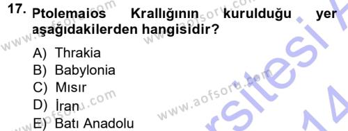 Anadolu Arkeolojisi Dersi 2013 - 2014 Yılı (Final) Dönem Sonu Sınavı 17. Soru