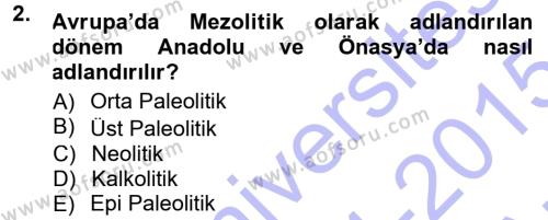 Anadolu Arkeolojisi Dersi 2014 - 2015 Yılı (Vize) Ara Sınavı 2. Soru