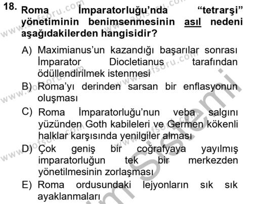 Anadolu Arkeolojisi Dersi 2014 - 2015 Yılı (Final) Dönem Sonu Sınavı 18. Soru