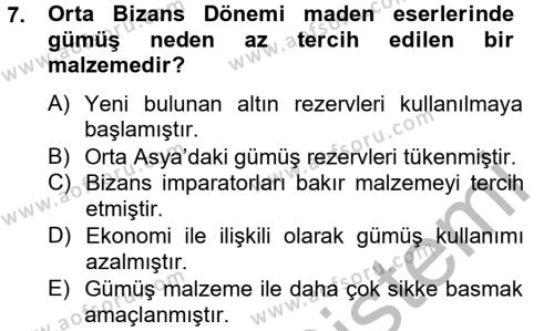Ortaçağdan Günümüze Anadolu Uygarlıkları Dersi 2014 - 2015 Yılı (Vize) Ara Sınavı 7. Soru
