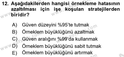 Sosyal Bilimlerde Araştırma Yöntemleri Dersi 2022 - 2023 Yılı (Final) Dönem Sonu Sınavı 12. Soru