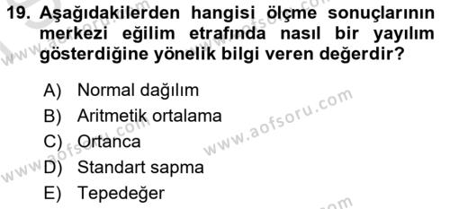 Sosyal Bilimlerde Araştırma Yöntemleri Dersi 2022 - 2023 Yılı (Final) Dönem Sonu Sınavı 19. Soru