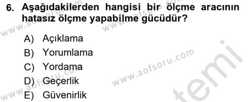 Sosyal Bilimlerde Araştırma Yöntemleri Dersi 2022 - 2023 Yılı (Final) Dönem Sonu Sınavı 6. Soru