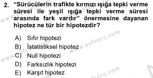 Sosyal Bilimlerde Araştırma Yöntemleri Dersi 2022 - 2023 Yılı Yaz Okulu Sınavı 2. Soru