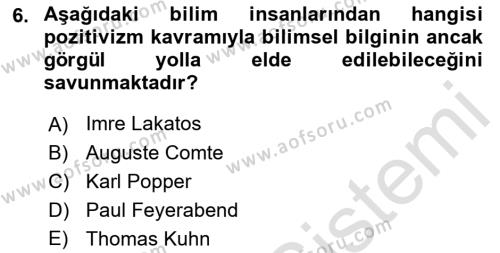 Sosyal Bilimlerde Araştırma Yöntemleri Dersi 2022 - 2023 Yılı Yaz Okulu Sınavı 6. Soru