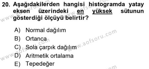 Sosyal Bilimlerde Araştırma Yöntemleri Dersi 2023 - 2024 Yılı (Final) Dönem Sonu Sınavı 20. Soru