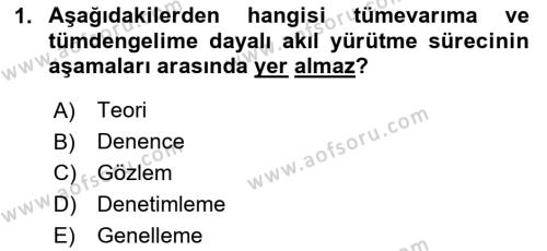 Sosyal Bilimlerde Araştırma Yöntemleri Dersi 2024 - 2025 Yılı (Vize) Ara Sınavı 1. Soru