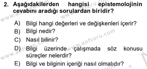 Sosyal Bilimlerde Araştırma Yöntemleri Dersi 2024 - 2025 Yılı (Vize) Ara Sınavı 2. Soru