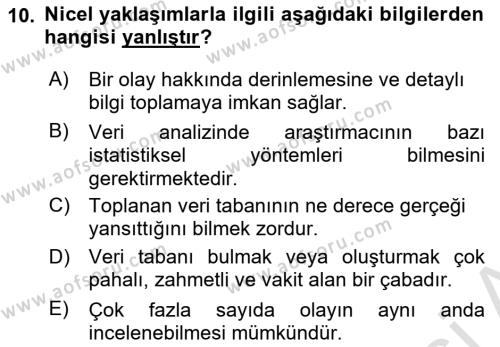 Uluslararası İlişkilerde Araştırma Yöntemleri Dersi 2021 - 2022 Yılı (Vize) Ara Sınavı 10. Soru