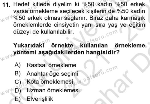 Uluslararası İlişkilerde Araştırma Yöntemleri Dersi 2021 - 2022 Yılı (Vize) Ara Sınavı 11. Soru