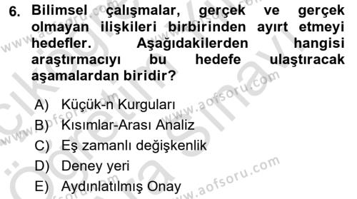 Uluslararası İlişkilerde Araştırma Yöntemleri Dersi 2021 - 2022 Yılı (Vize) Ara Sınavı 6. Soru