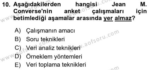 Uluslararası İlişkilerde Araştırma Yöntemleri Dersi 2021 - 2022 Yılı (Final) Dönem Sonu Sınavı 10. Soru