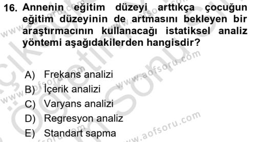 Uluslararası İlişkilerde Araştırma Yöntemleri Dersi 2021 - 2022 Yılı (Final) Dönem Sonu Sınavı 16. Soru