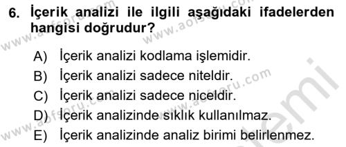 Uluslararası İlişkilerde Araştırma Yöntemleri Dersi 2021 - 2022 Yılı (Final) Dönem Sonu Sınavı 6. Soru