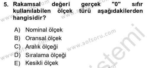 Uluslararası İlişkilerde Araştırma Yöntemleri Dersi 2021 - 2022 Yılı Yaz Okulu Sınavı 5. Soru