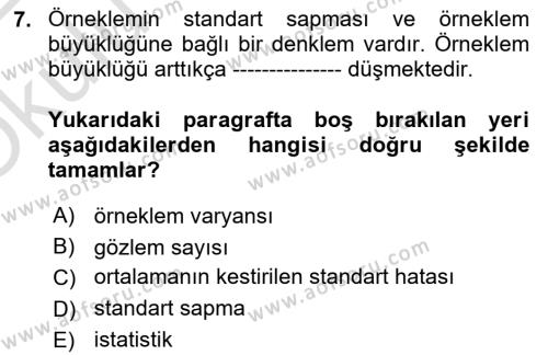 Uluslararası İlişkilerde Araştırma Yöntemleri Dersi 2021 - 2022 Yılı Yaz Okulu Sınavı 7. Soru