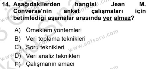 Uluslararası İlişkilerde Araştırma Yöntemleri Dersi 2022 - 2023 Yılı Yaz Okulu Sınavı 14. Soru