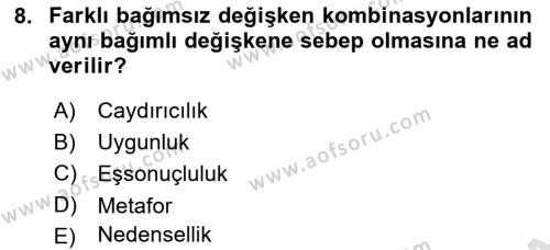 Uluslararası İlişkilerde Araştırma Yöntemleri Dersi 2022 - 2023 Yılı Yaz Okulu Sınavı 8. Soru