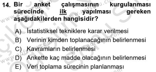 Uluslararası İlişkilerde Araştırma Yöntemleri Dersi 2023 - 2024 Yılı (Final) Dönem Sonu Sınavı 14. Soru