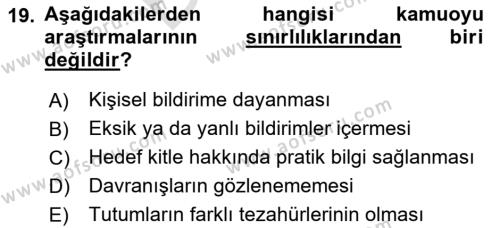 Uluslararası İlişkilerde Araştırma Yöntemleri Dersi 2023 - 2024 Yılı (Final) Dönem Sonu Sınavı 19. Soru